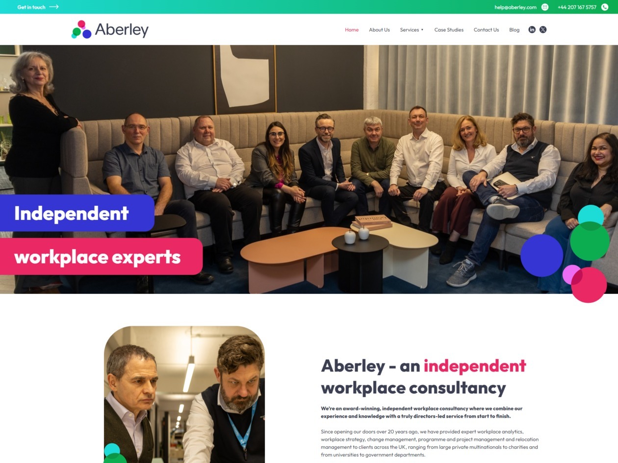 The new Aberley website designed by it'seeze, displayed on desktop