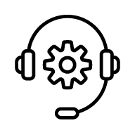 A headset and settings cog icon