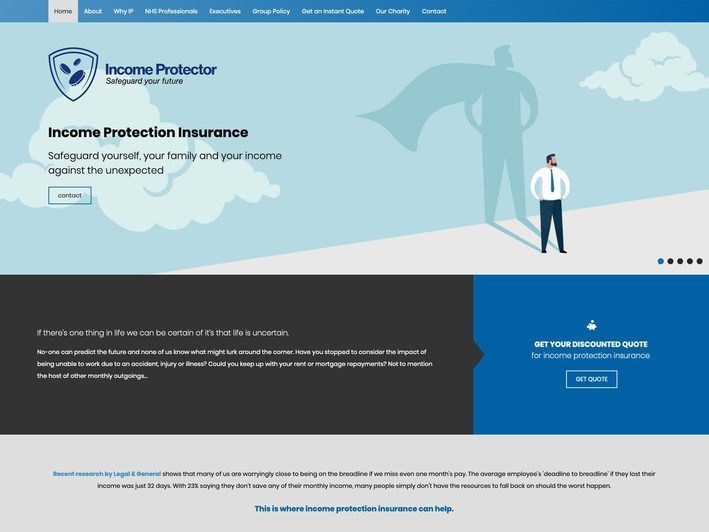 A website design for an income protection insurance
