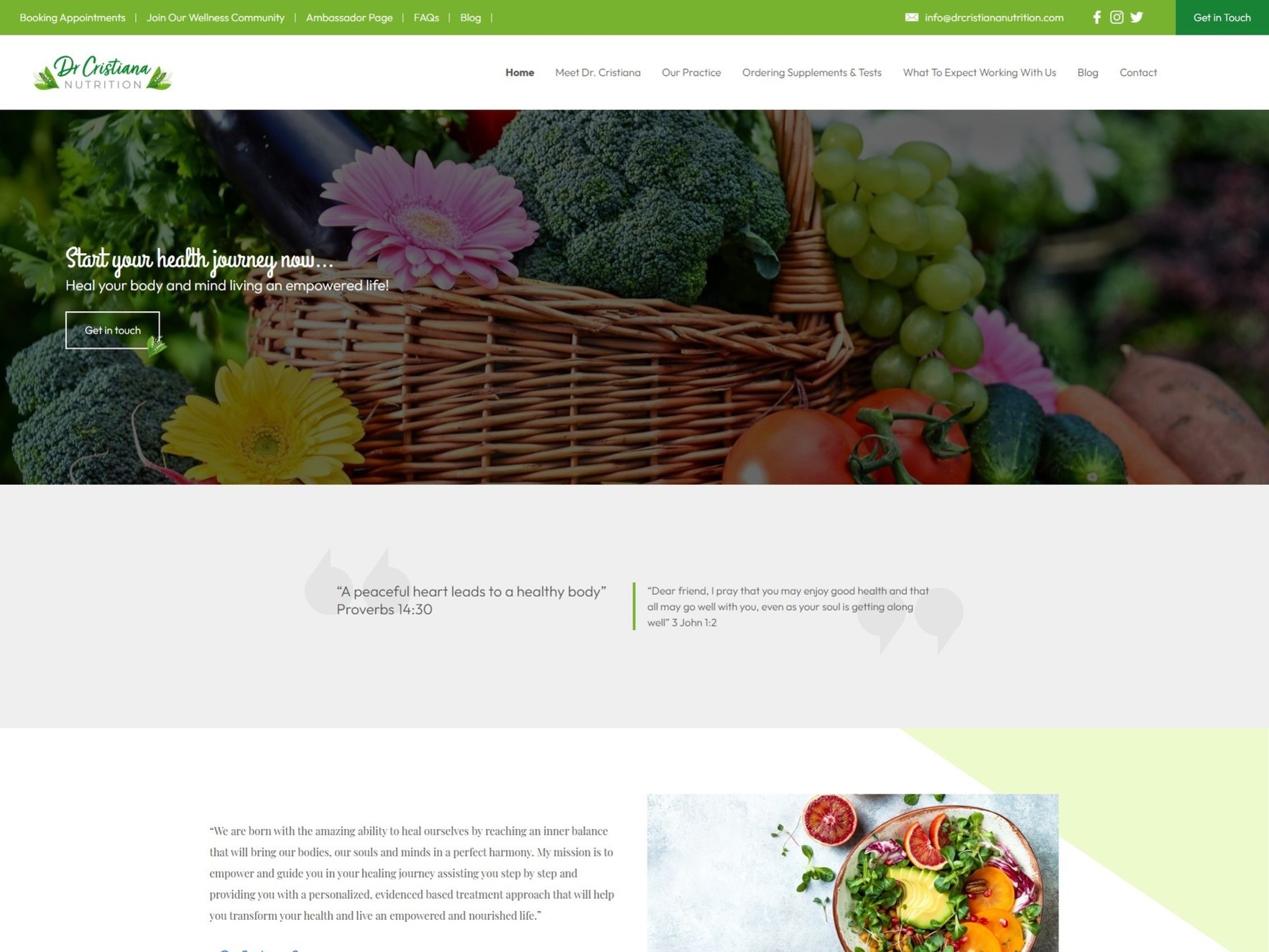 A website design to encourage healthy eating