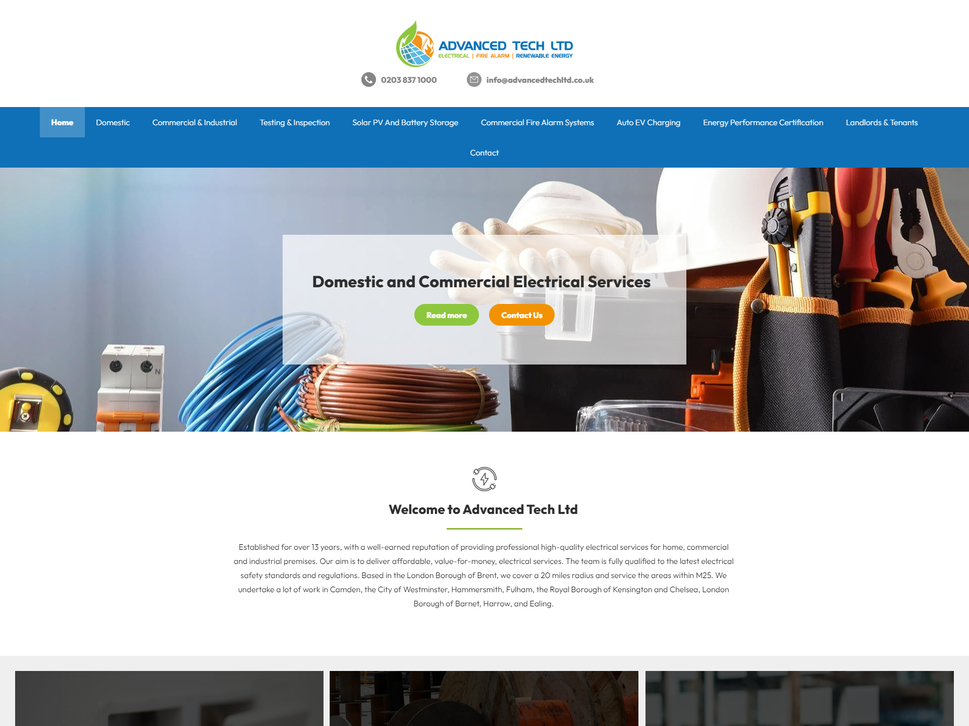 An electrical service website design by it'seeze Watford