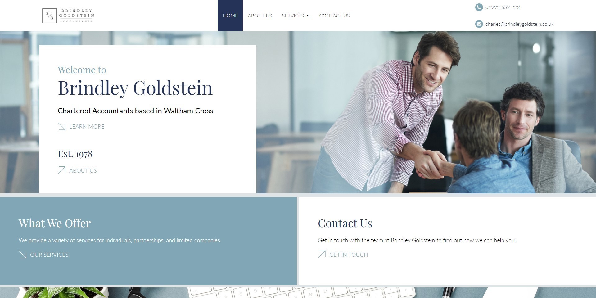 The new Brindley Goldstein website designed by it'seeze, displayed on desktop