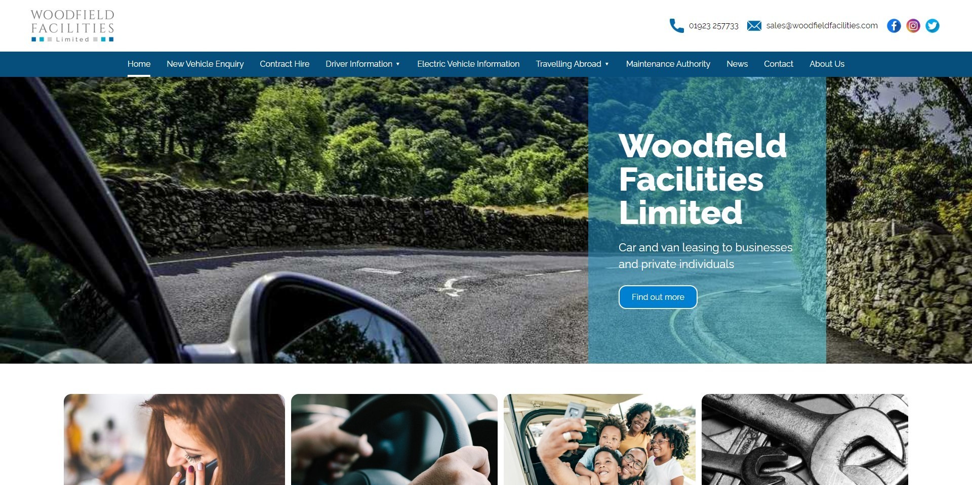 The new Woodfield Facilities website designed by it'seeze, displayed on desktop