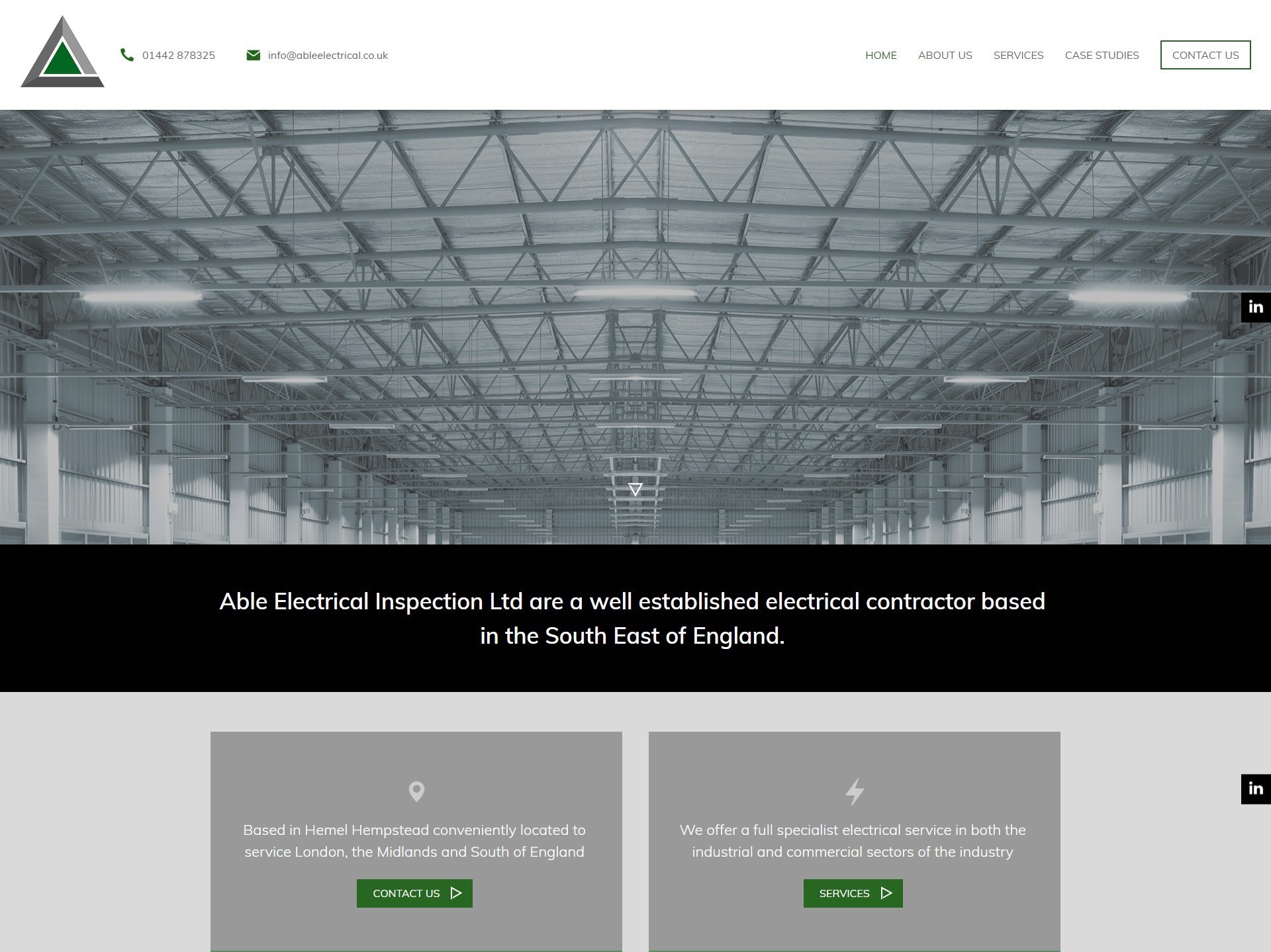 The new Able Electrical website designed by it'seeze, displayed on desktop