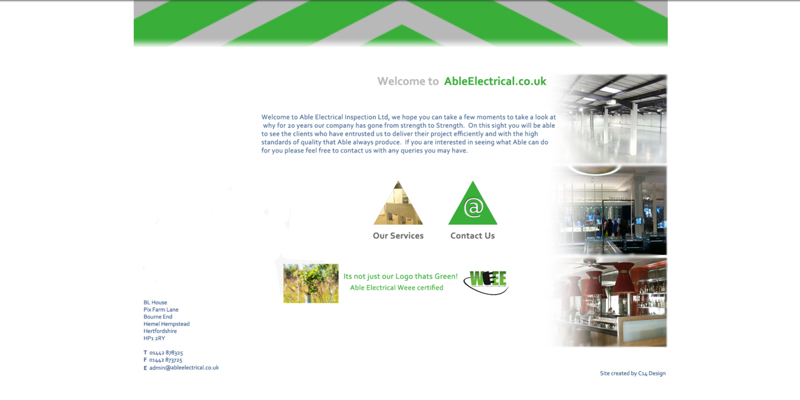 The before Able Electrical website, displayed on desktop
